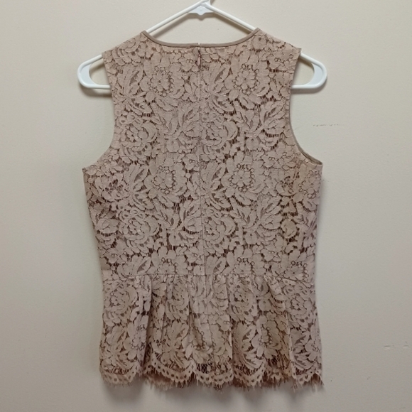 NWT J.crew Lace Peplum Top Sleeveless | Faded beige teak;  size 4 tall - Picture 8 of 16